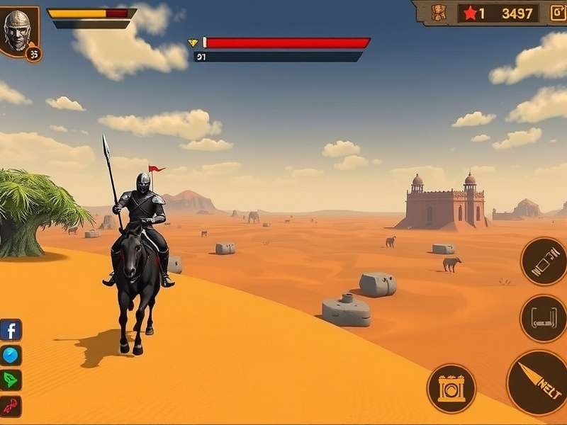Rajasthan Knight gameplay screenshot showing desert landscape and character